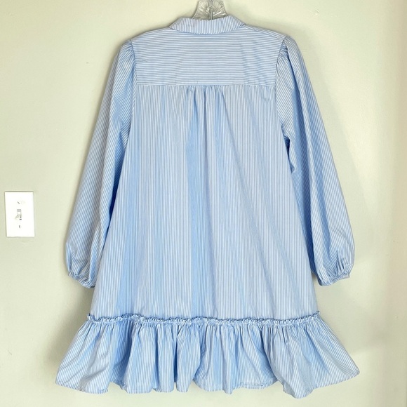 A Loves A 
Blue & White Pinstripe Ruffle Hem Shirt Dress / Tunic
  Large - Picture 2 of 7
